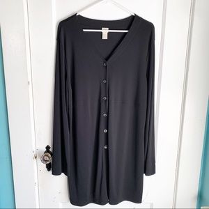 J. Jill V-Neck Black Long Sleeve Tunic Button Down
